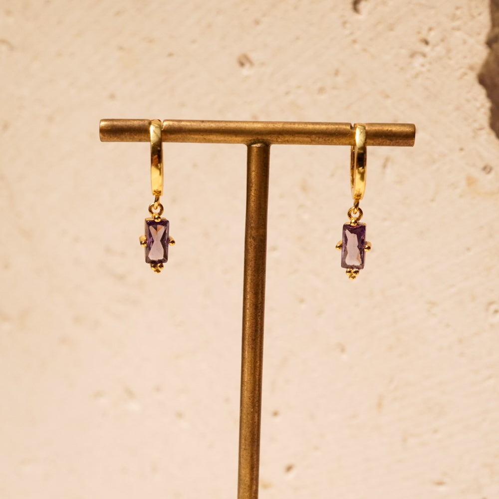 Purple Charm Hoops
