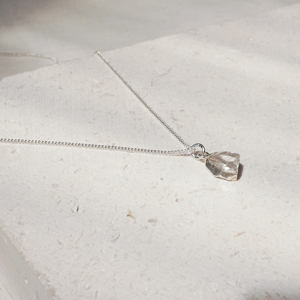 Herkimer Diamond Quartz Sterling silver pendant necklace with chain