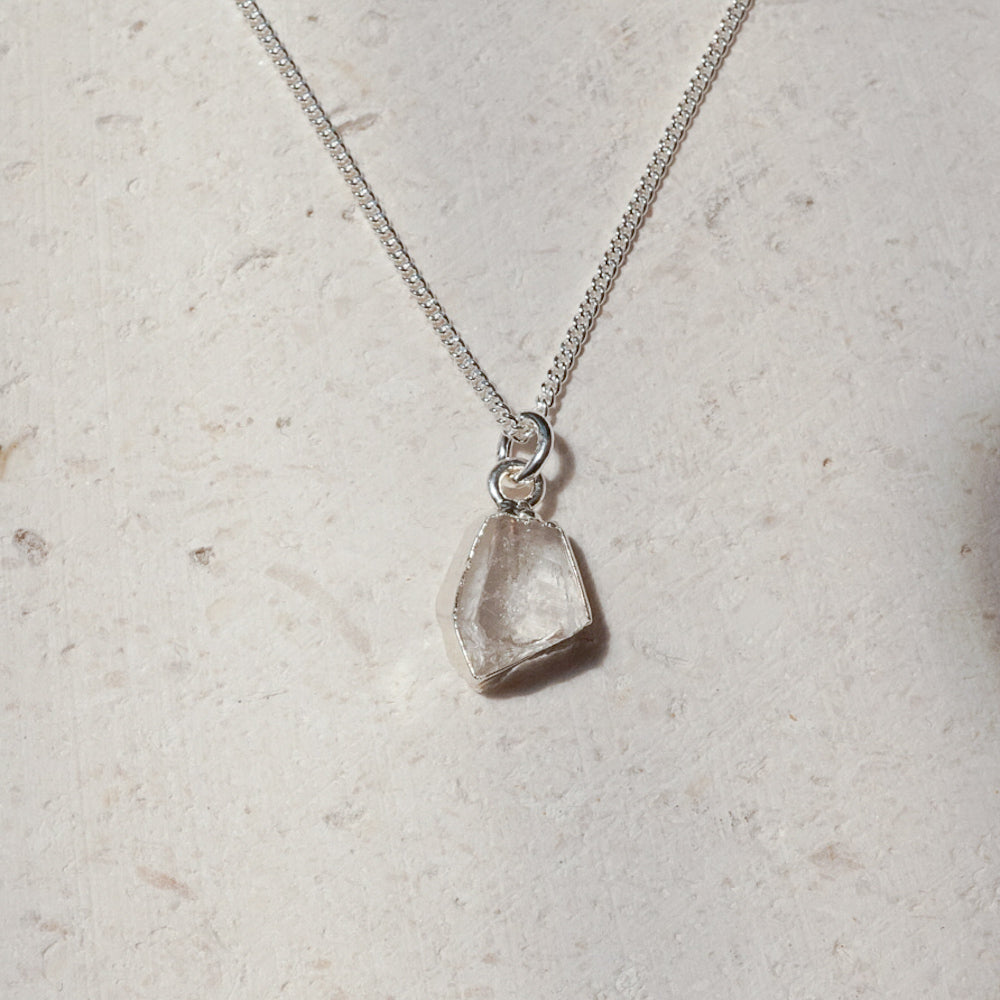 Herkimer Diamond Quartz Sterling silver pendant necklace with chain