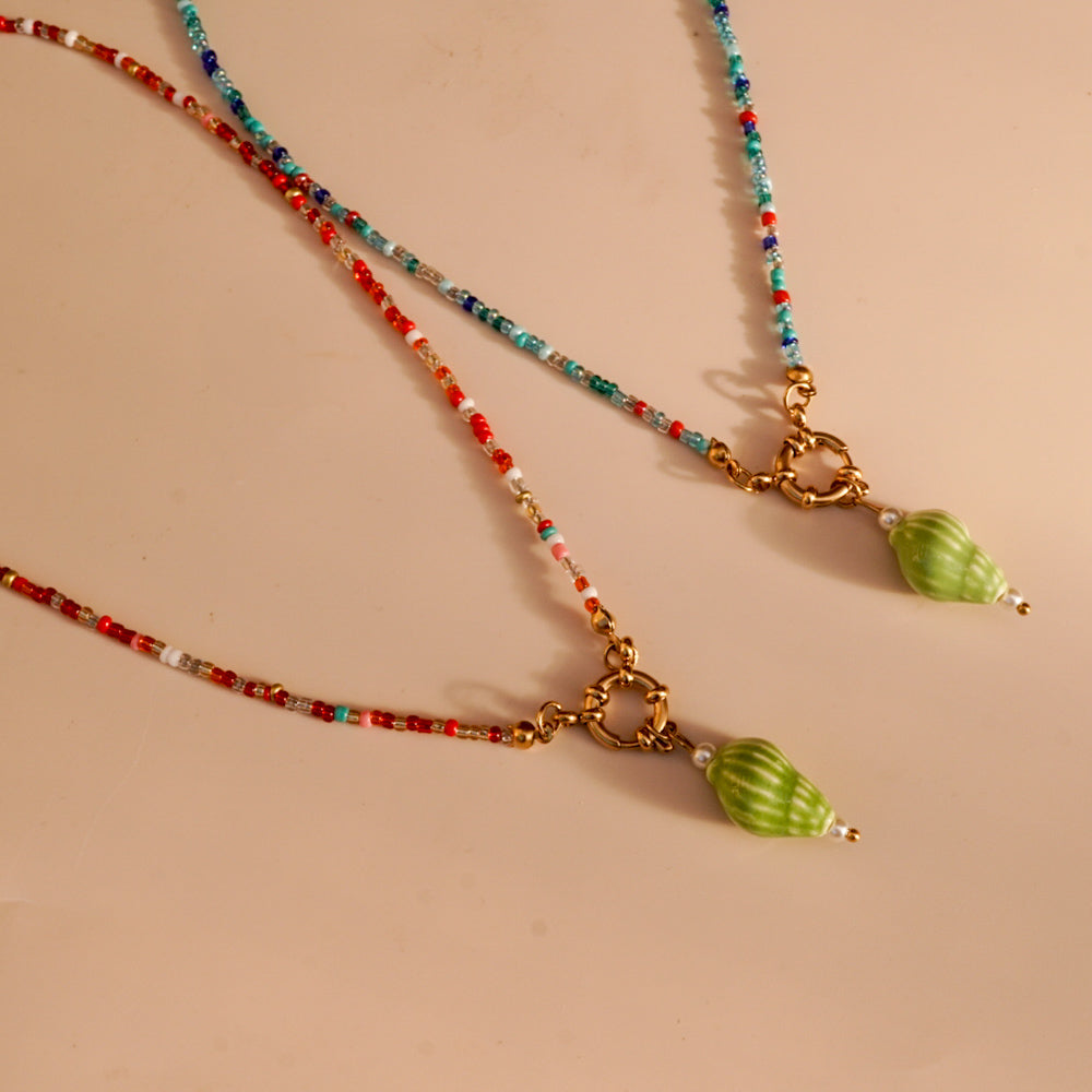 Island green shell necklaces