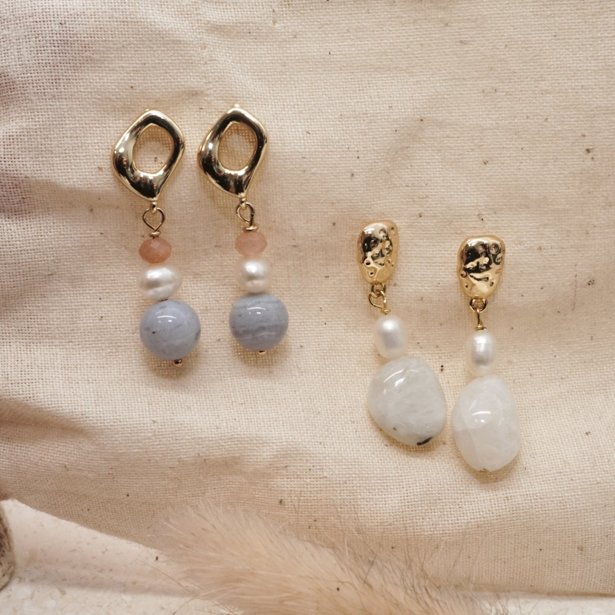 Lila and moonstone earrings