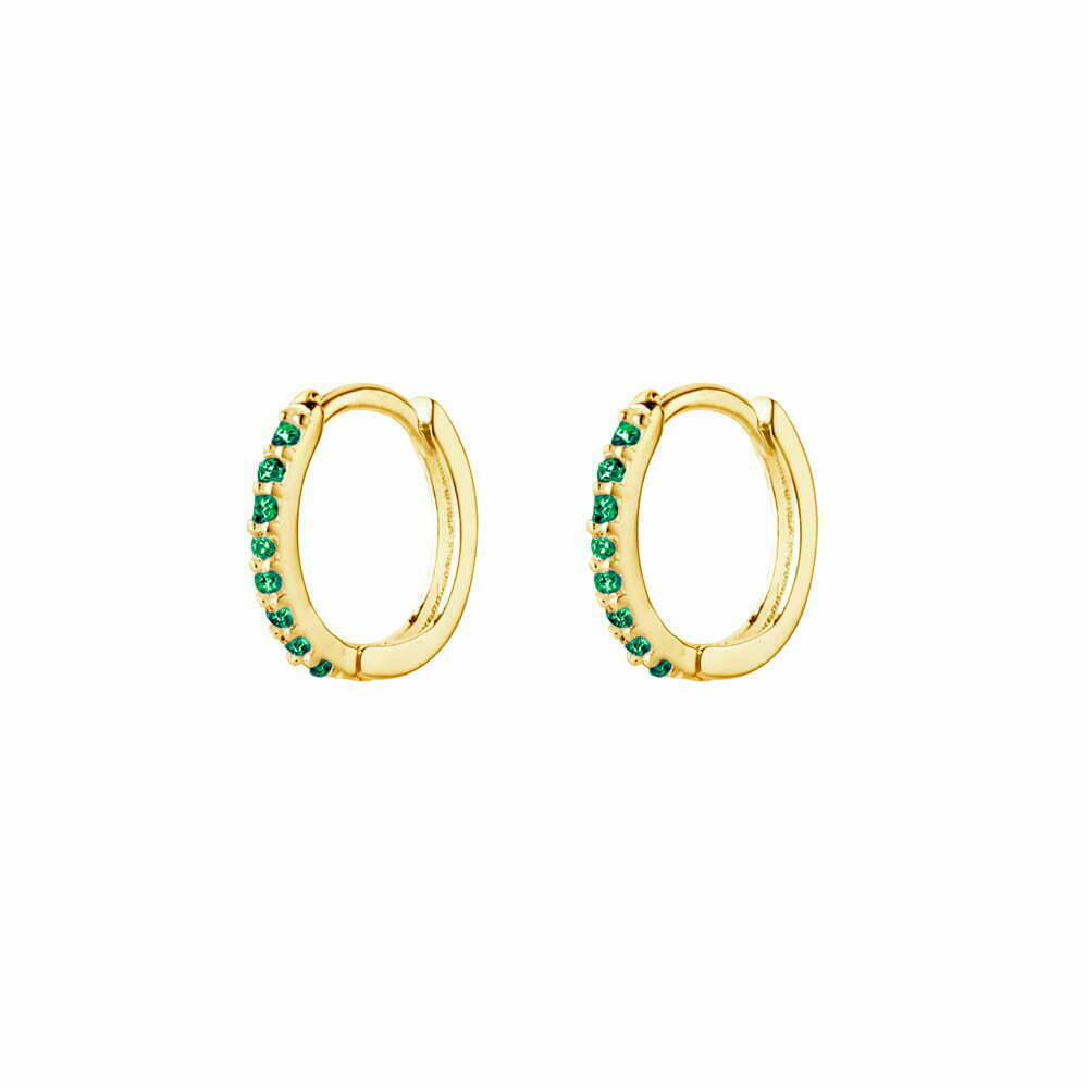 Emerald green mini hoops gold