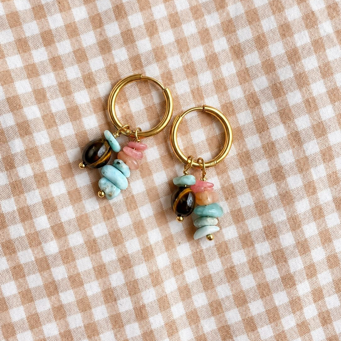The wanderer crystal hoops on check back ground