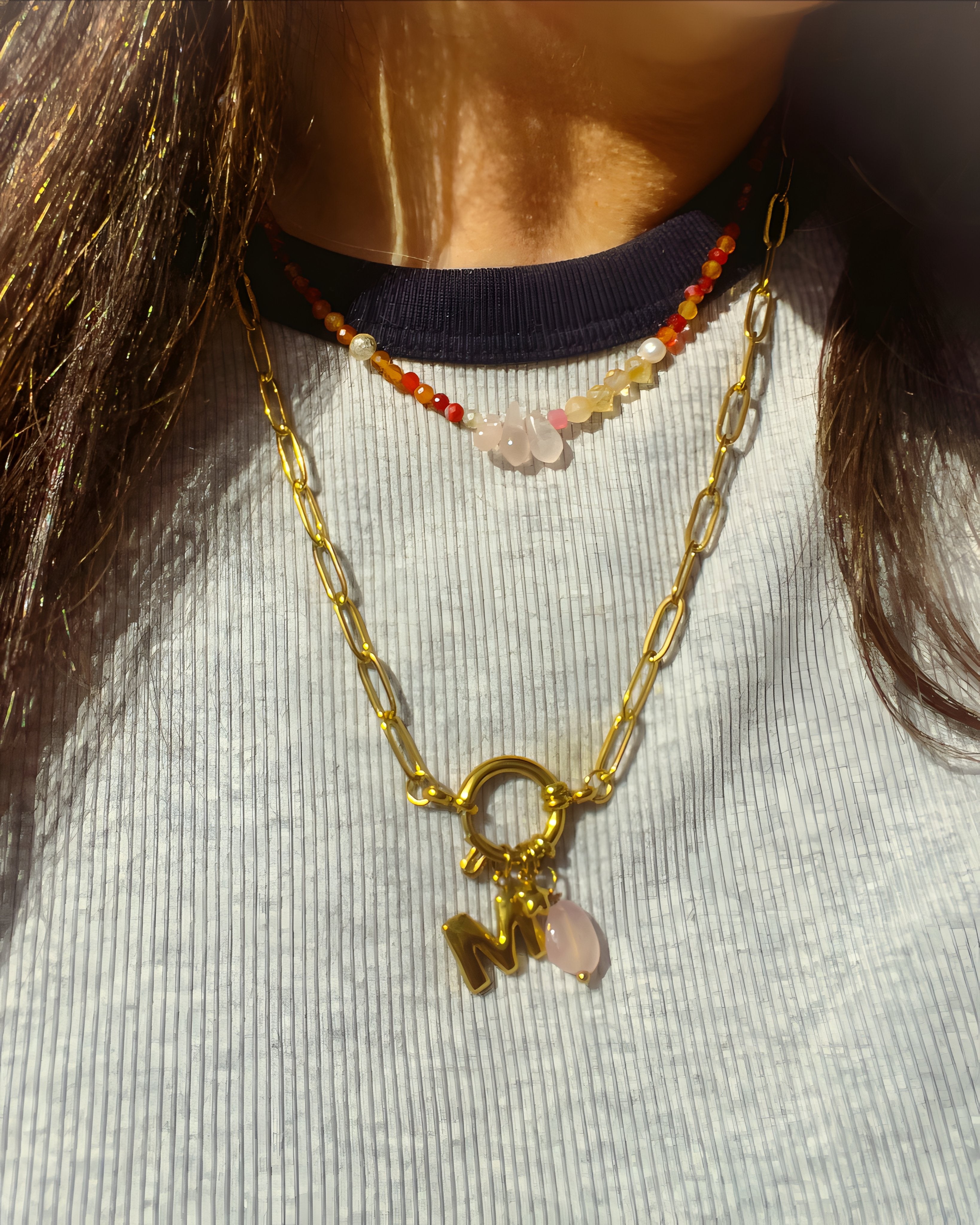 Sun chaser necklace with custom bolt chain 50cm