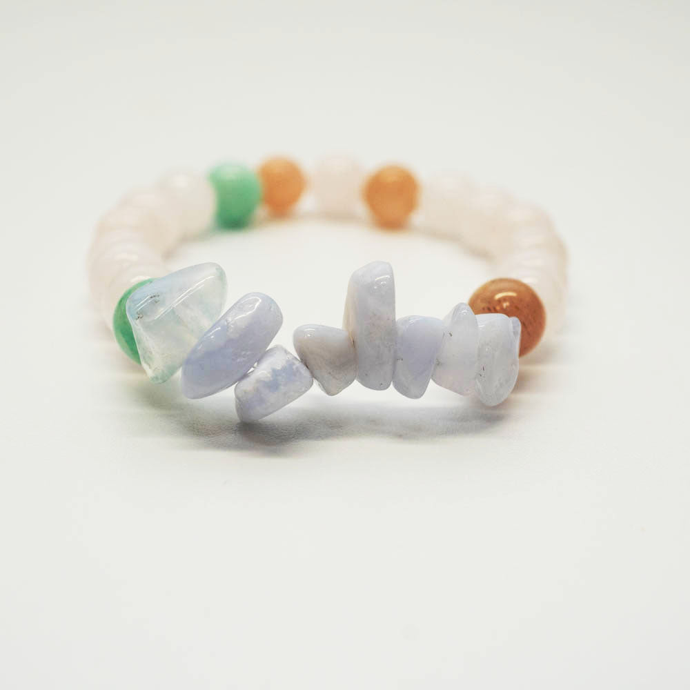 Rose Quartz, Amazonite, blue lace agate children’s bead bracelet