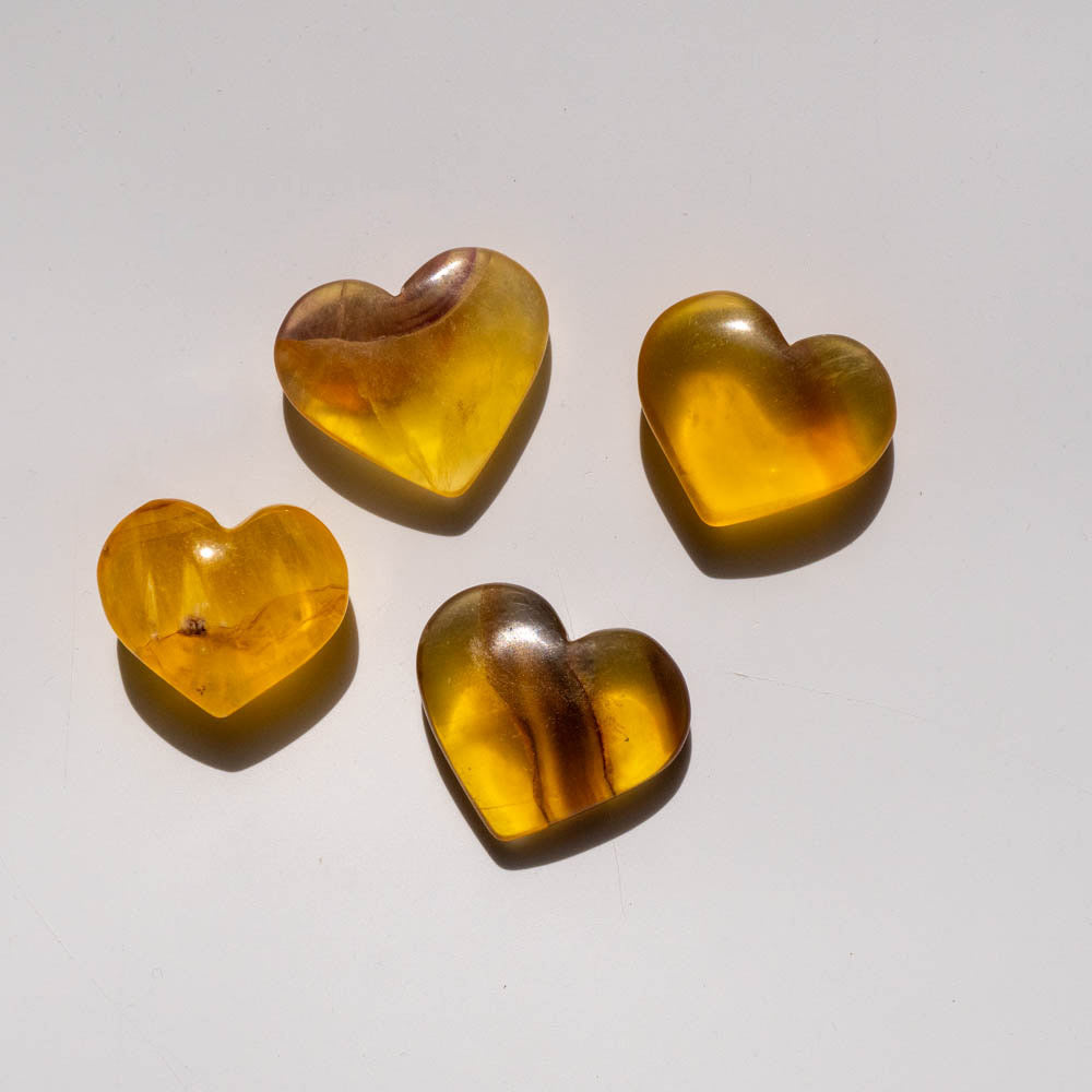 Yellow Fluorite Crystal Hearts