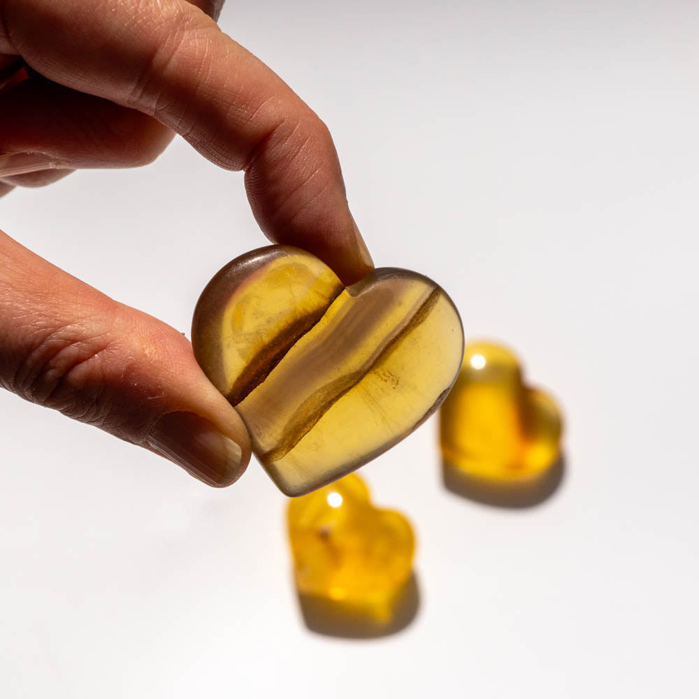 Yellow Fluorite Crystal Hearts