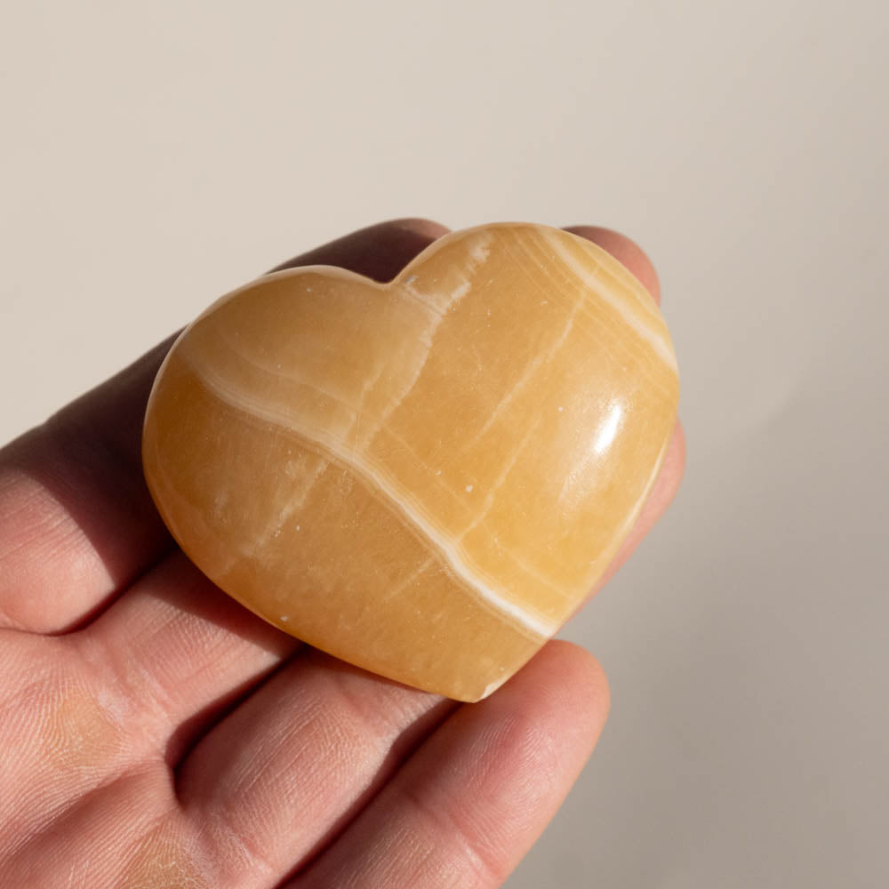 Honey Calcite Crystal Heart