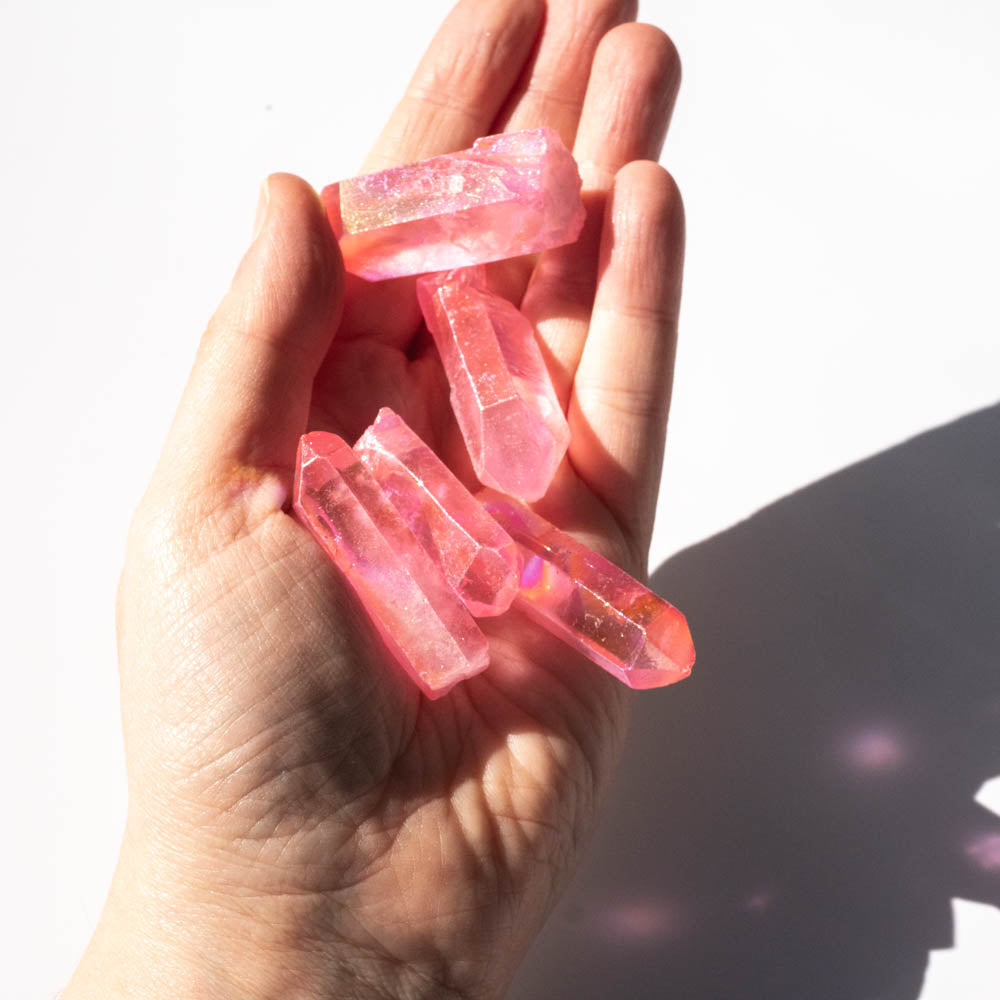 pink aura crystal point