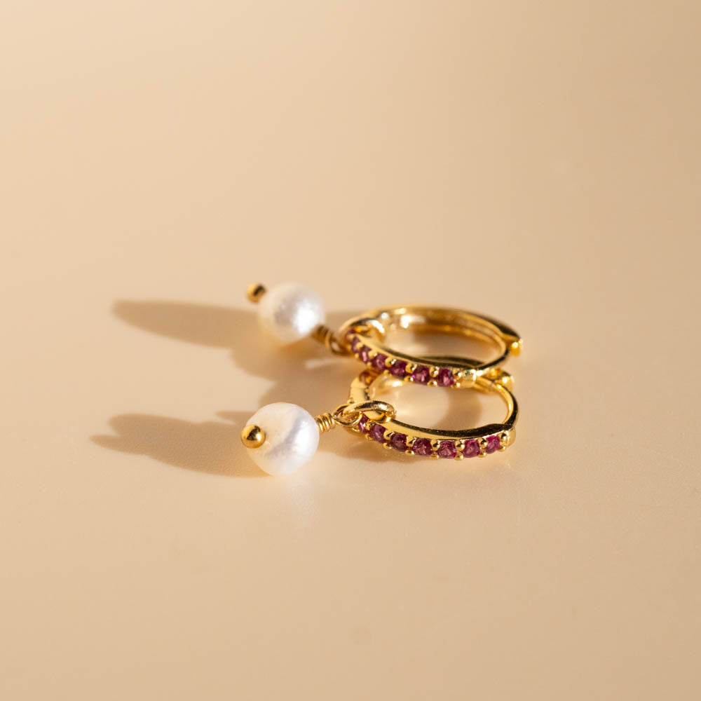 ruby pearl hoops