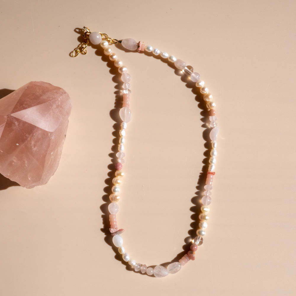 desert rose pink opal necklace