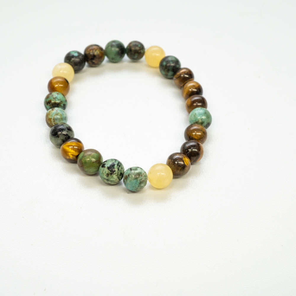 childrens turquoise, tigers eye and yellow jade bracelet