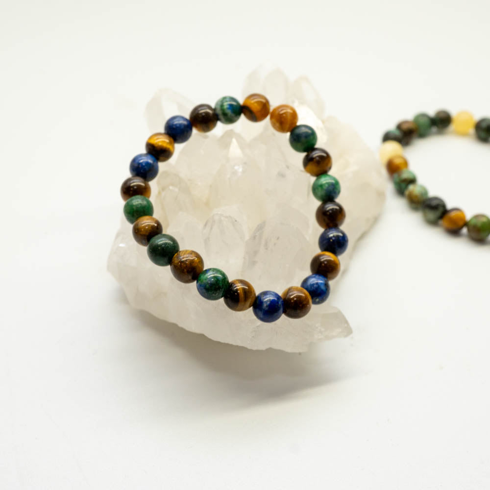 lapis, chrysocolla and tigers eye bracelet