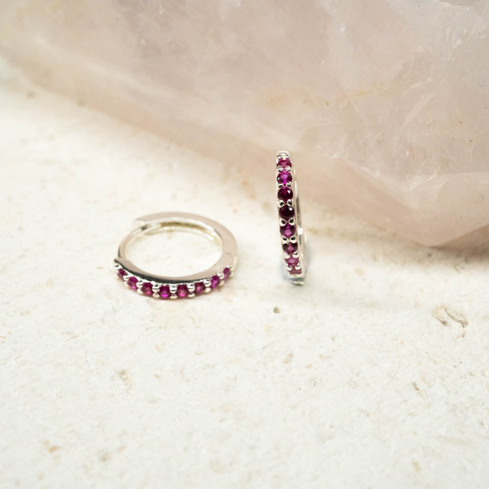 ruby hoops silver