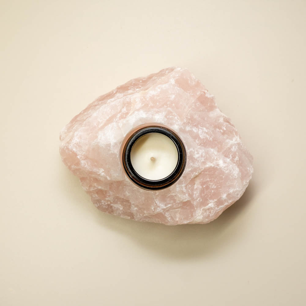 Rose Quartz Teal Light Holder