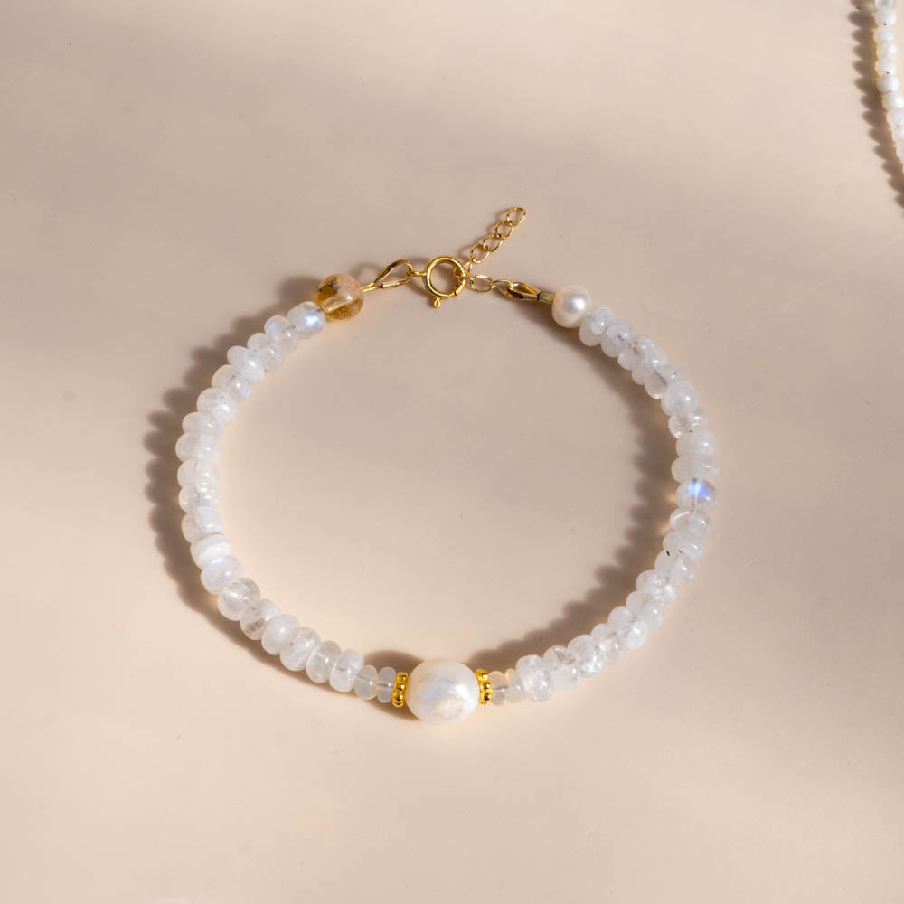 Moondance Moonstone and pearl bracelet