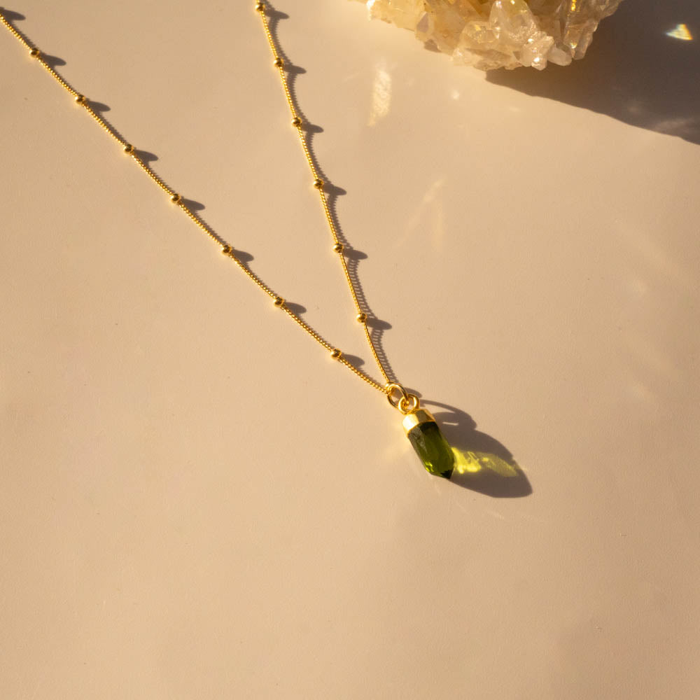 Peridot point crystal necklace
