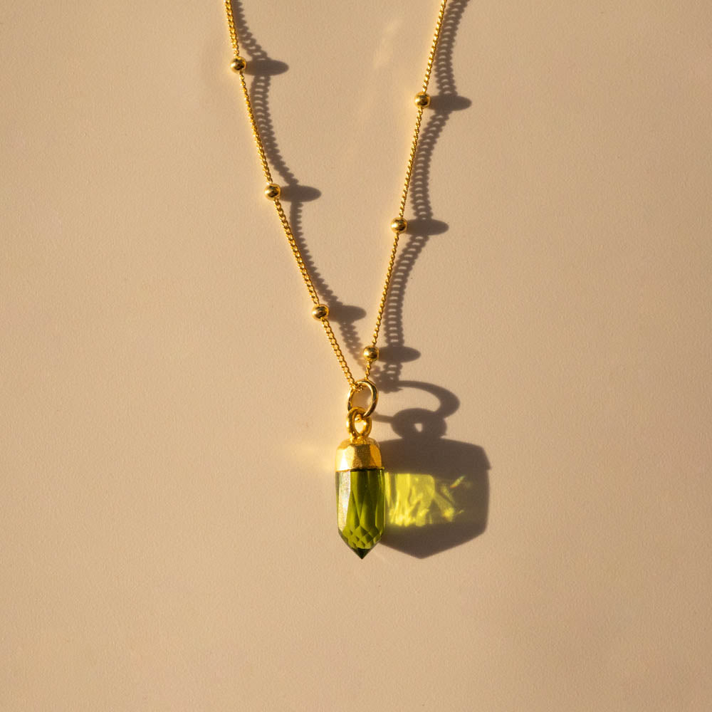 Peridot point crystal necklace