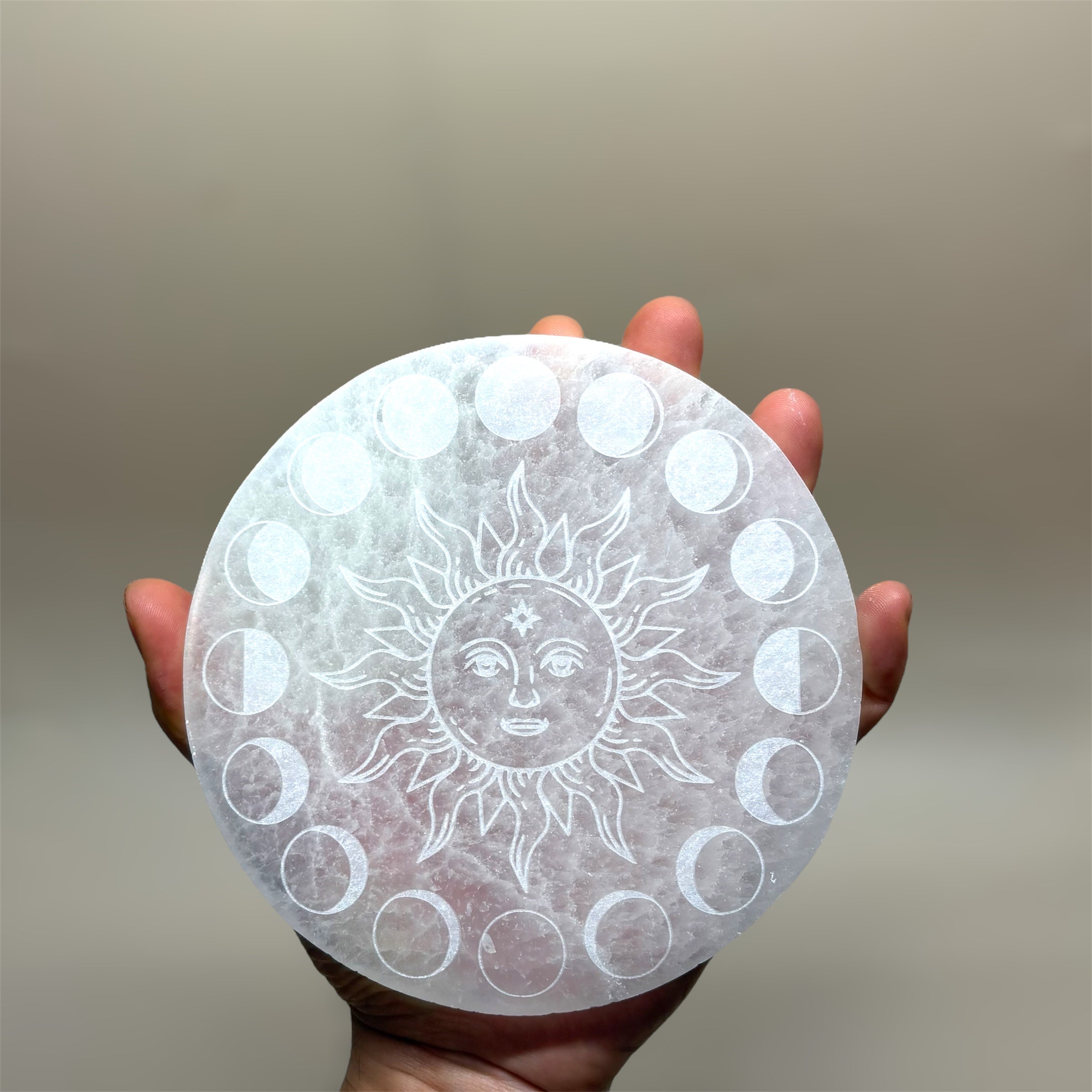 Sun and Moon Selenite Charging Plate