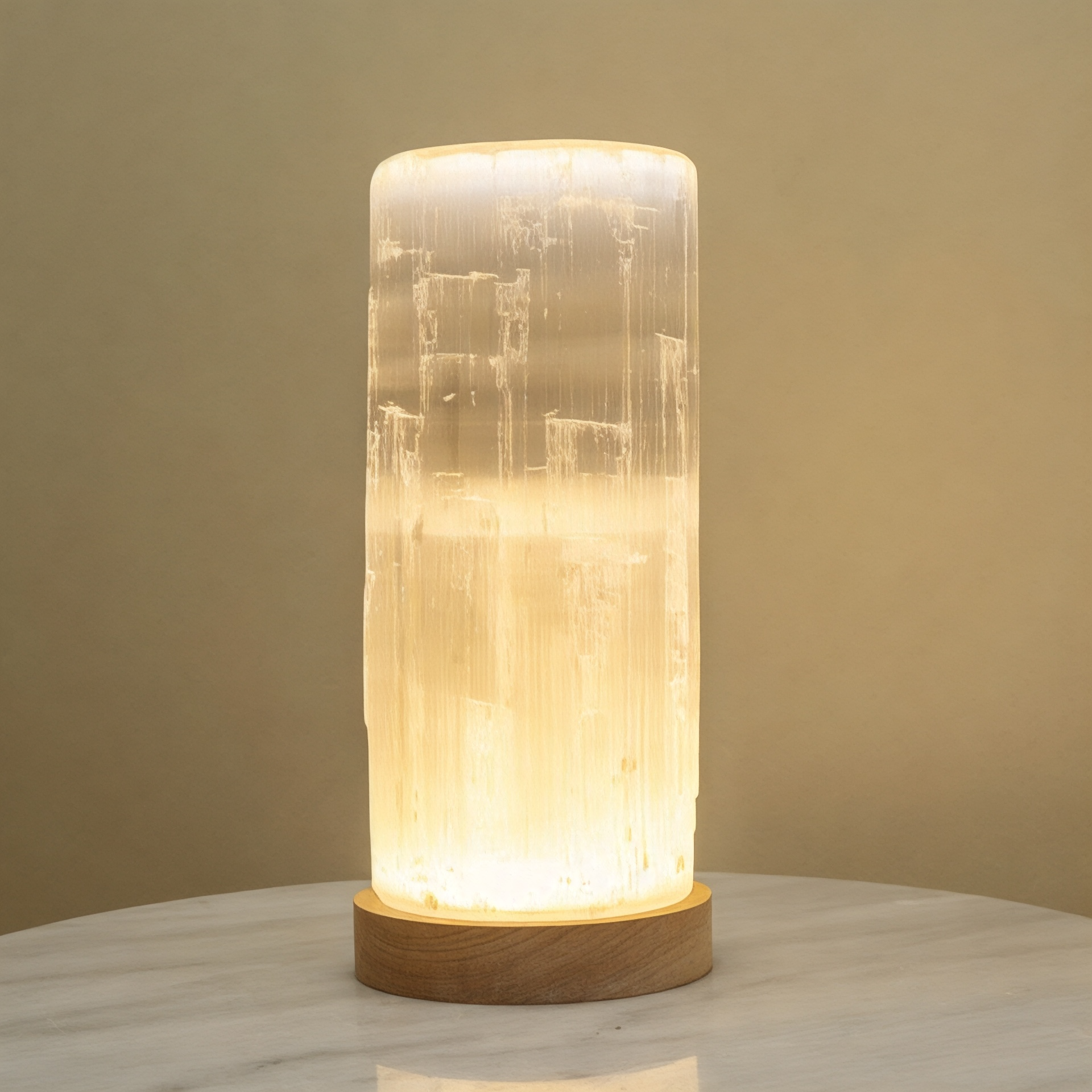Selenite Cylinder Tower Lamp