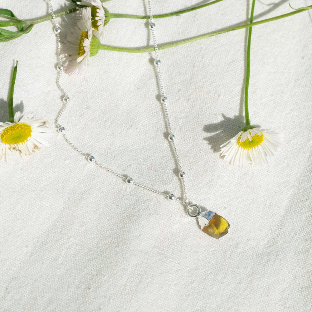 citrine silver necklace
