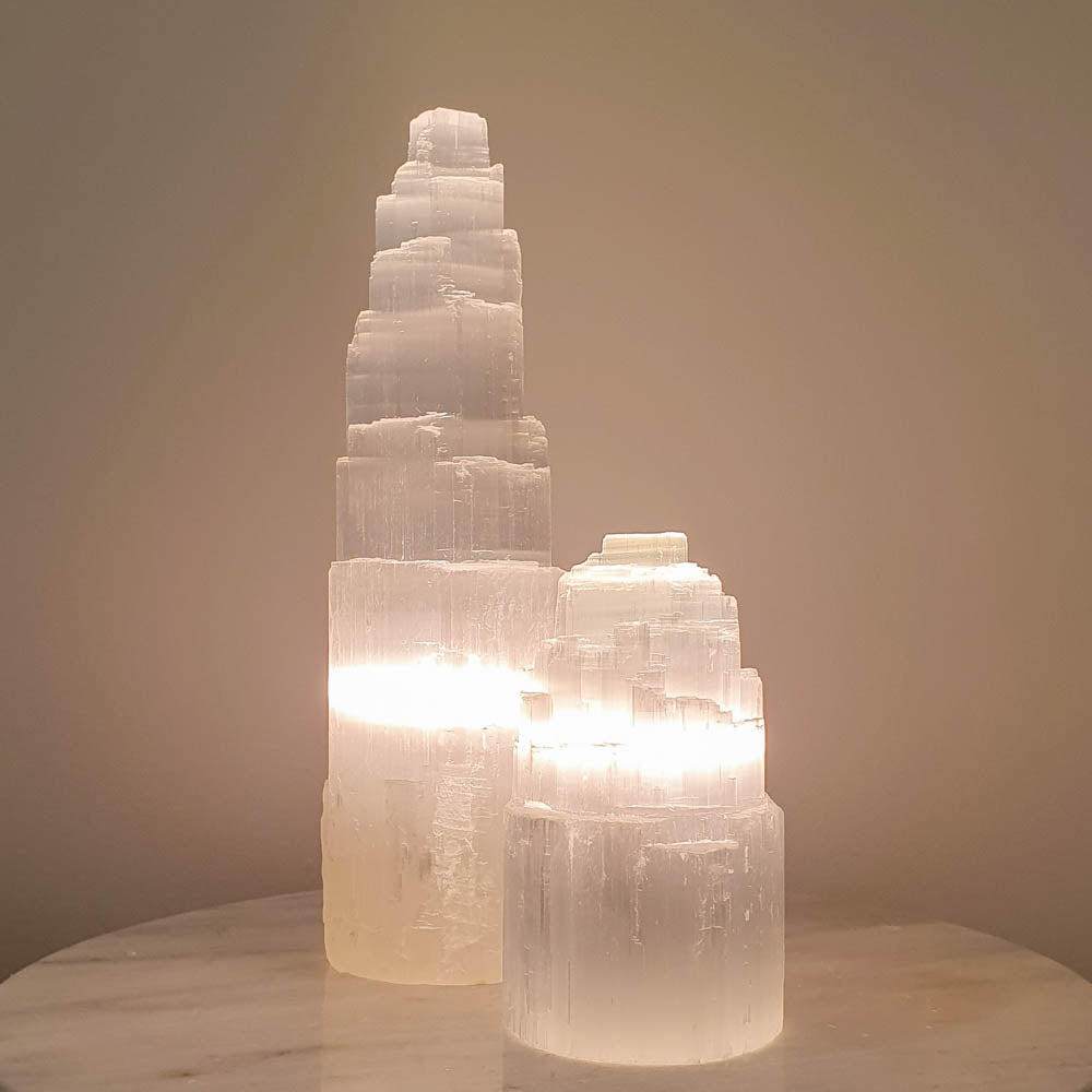 Selenite Lamp Duo