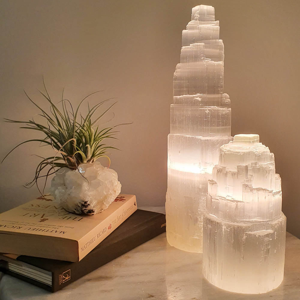 Selenite Lamp Duo