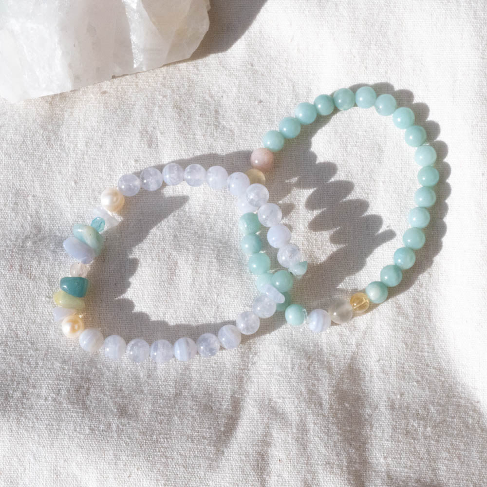 amazonite and blue lace agate bracelet