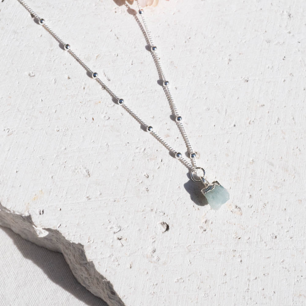aquamarine sterling silver necklace