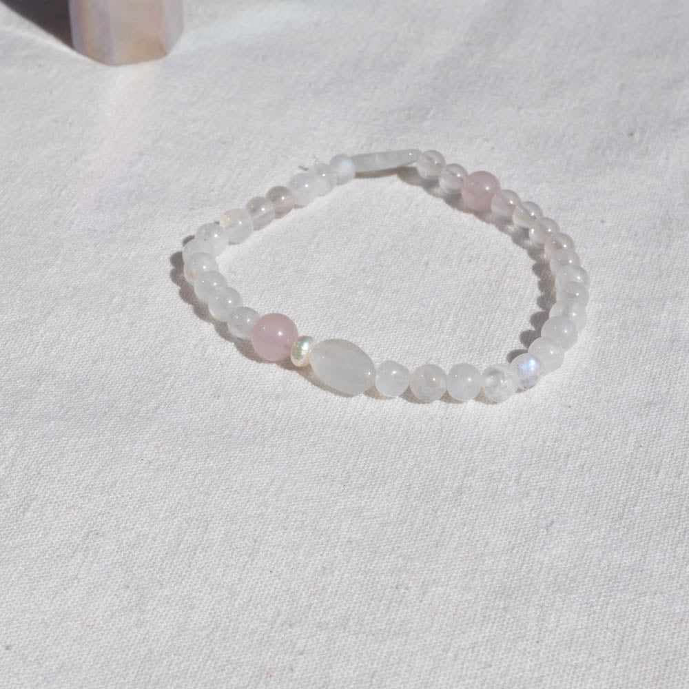 Moonstone rose quartz bracelet