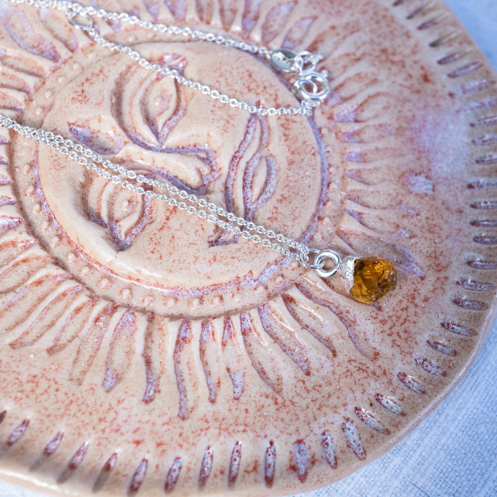 citrine silver necklace