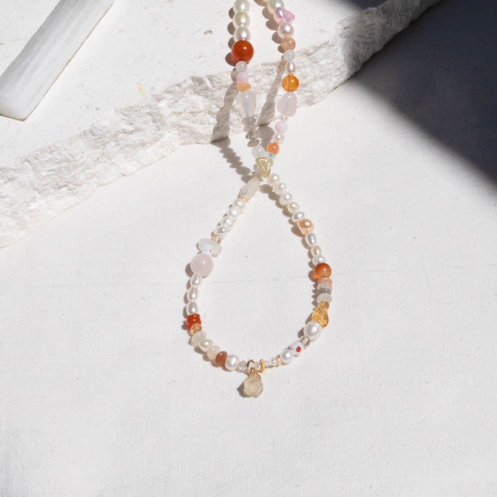 sunsets citrine carnelian necklace