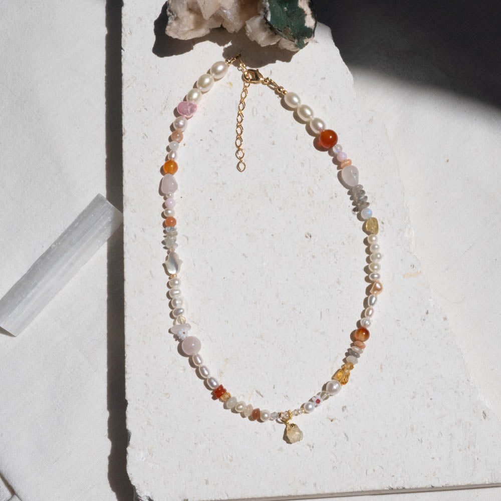 sunsets citrine carnelian necklace