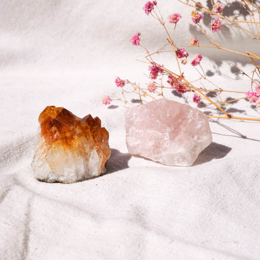 Citrine and Rose Quartz Natural Stones