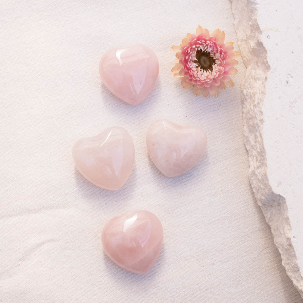 mini rose quartz hearts