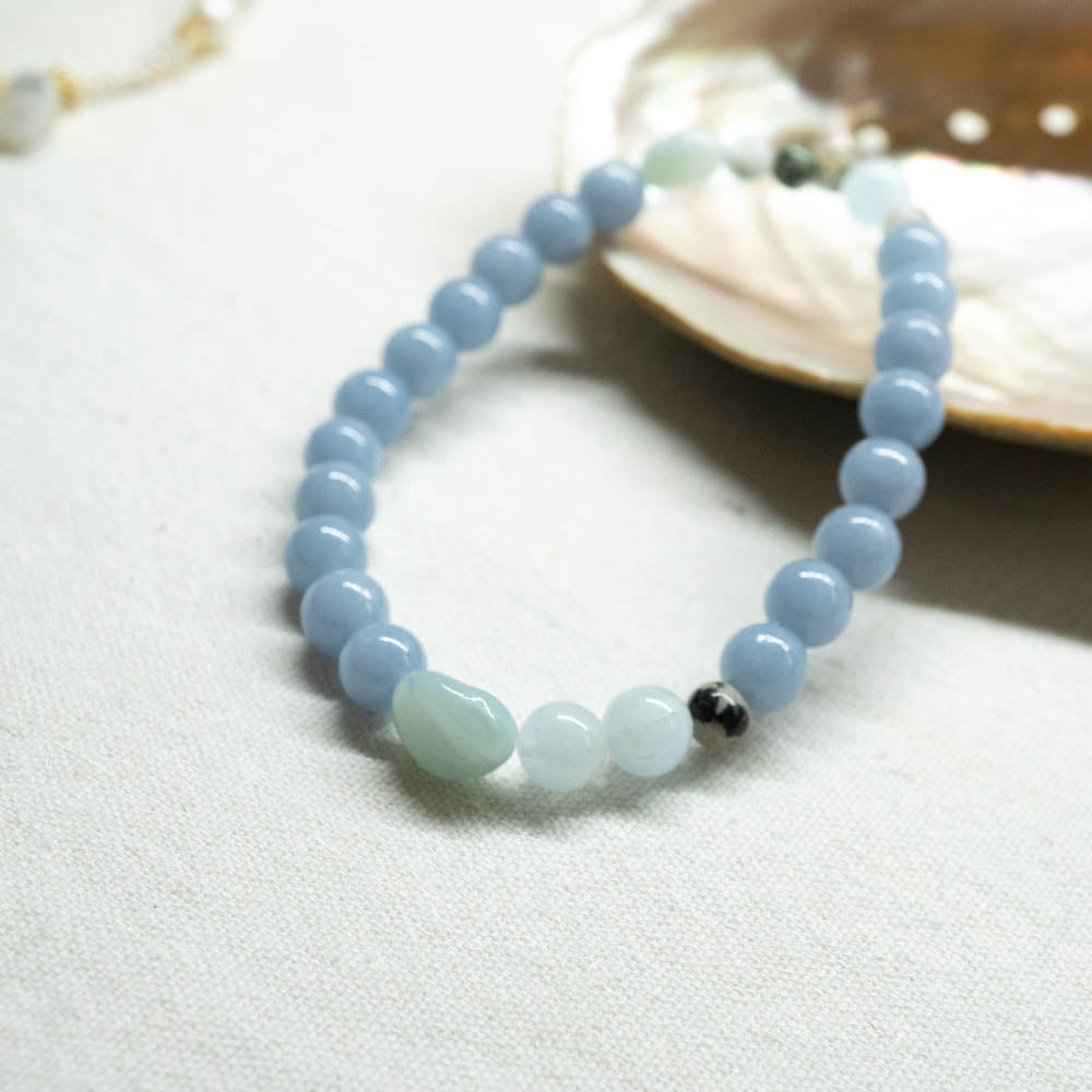 Angelite, amazonite and aquamarine bracelet