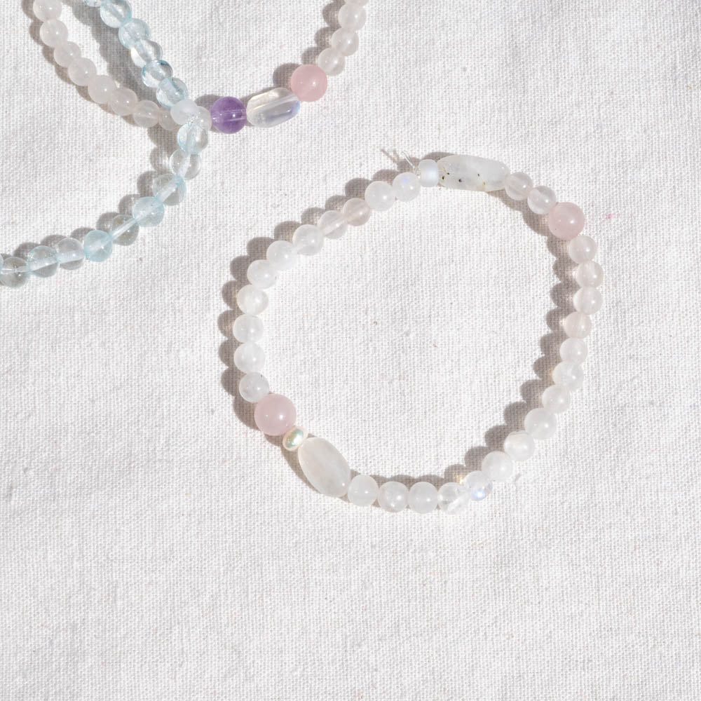 Moonstone rose quartz bracelet