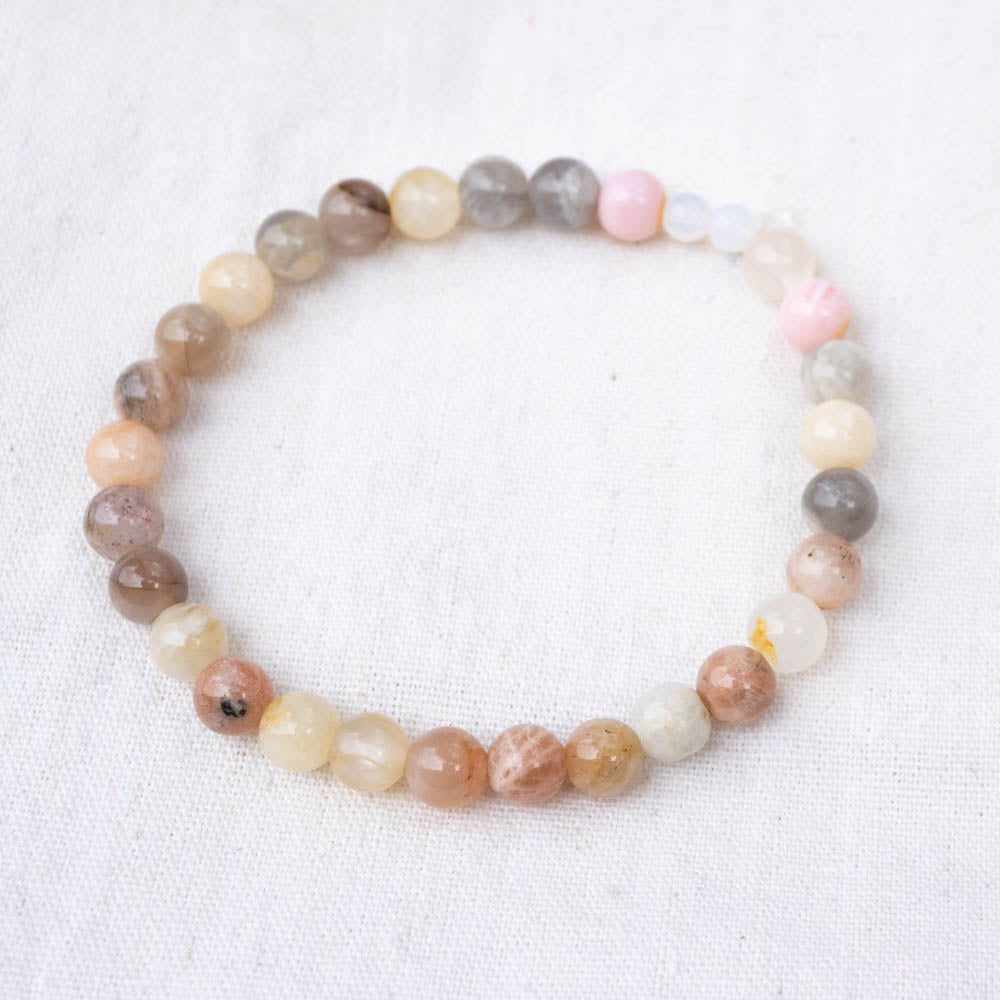 Peach Moonstone Bead Bracelet