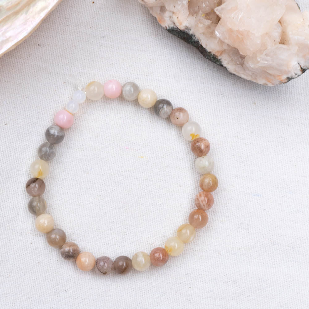 Peach Moonstone Bead Bracelet