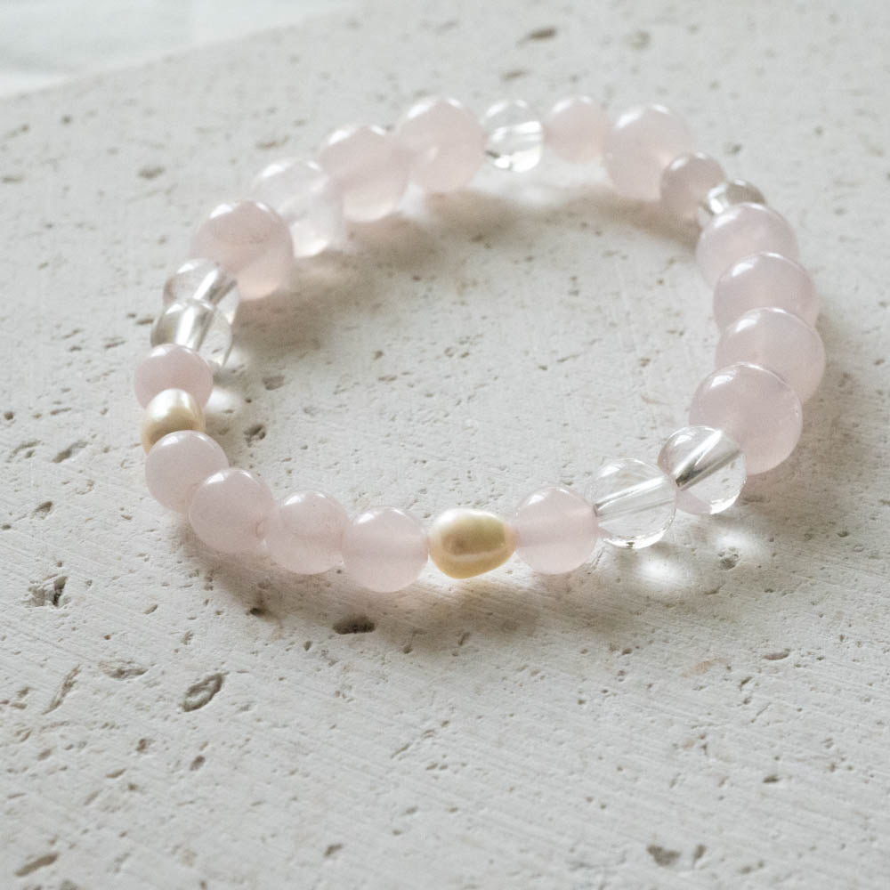 Rose quartz and quartz bracelet