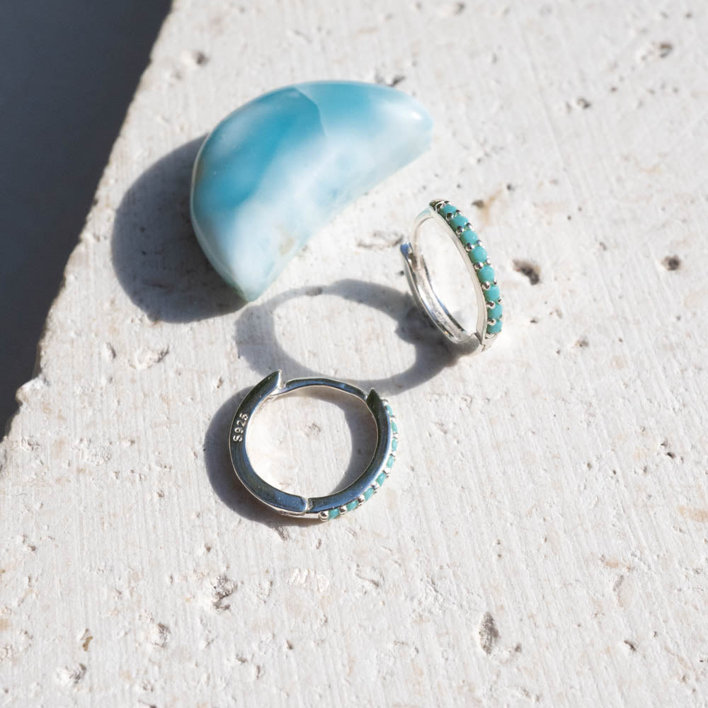 Turquoise mini hoops