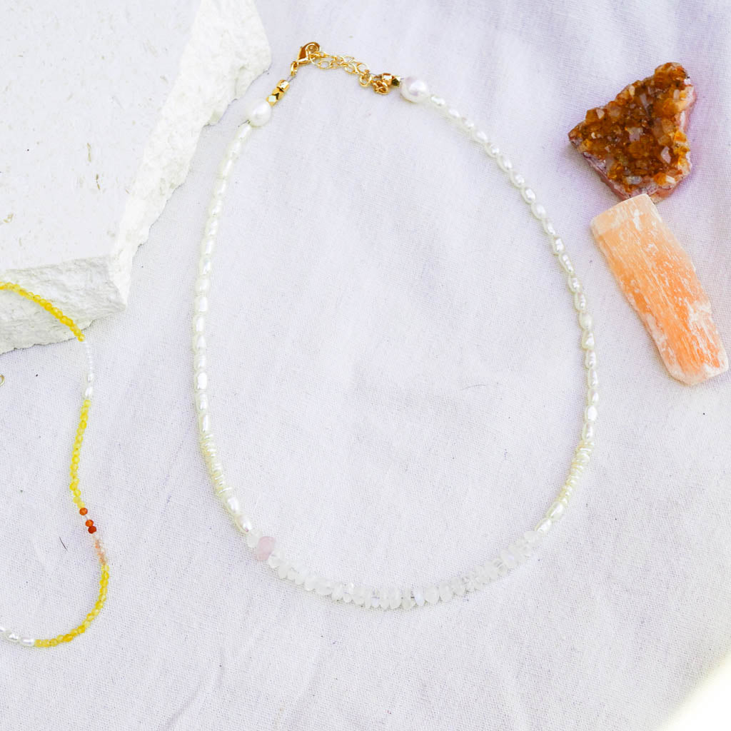 Camille Pearl Moonstone Choker