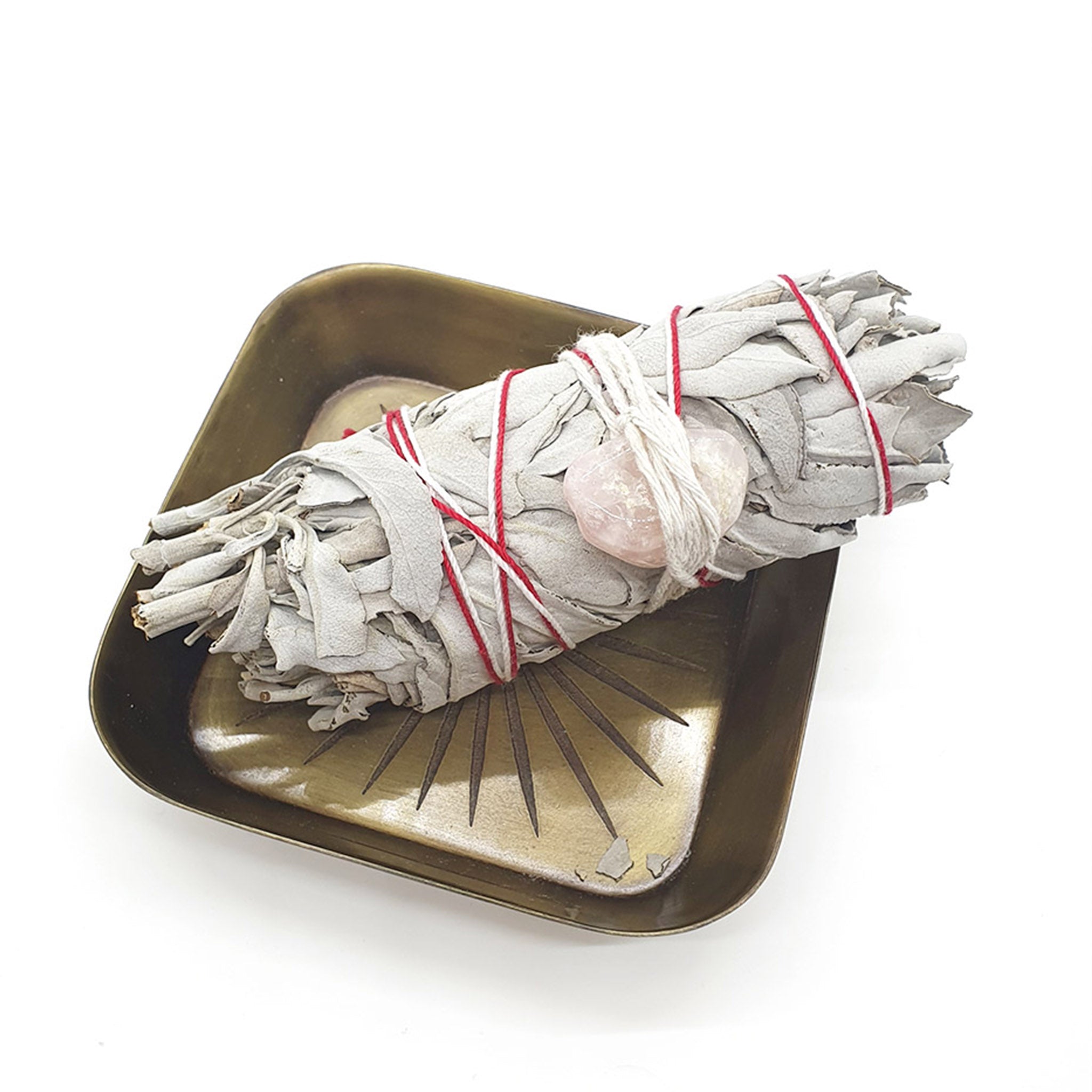 white sage and rose quartz smudge stick
