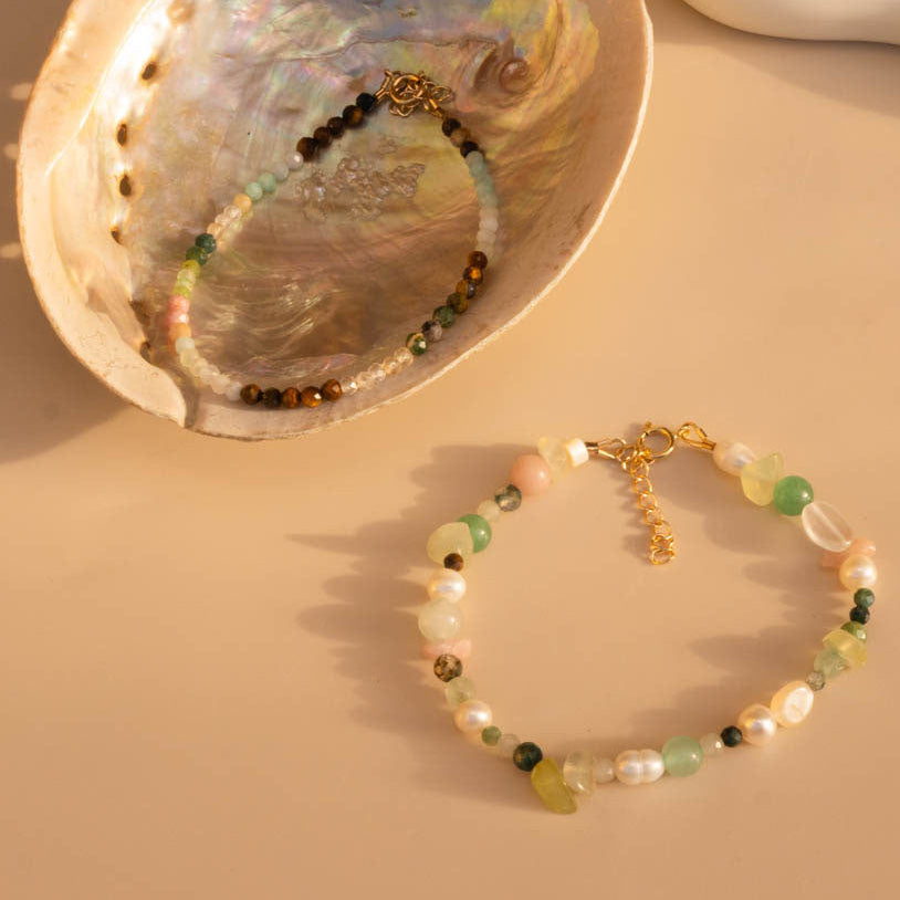 Tiger's Eye, Moonstone, Jade, Rhodonite, Agate Bracelet | Grounding
