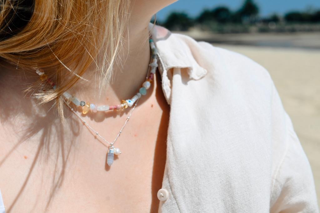 Blue Lace Agate + Pearl Necklace | Serenity
