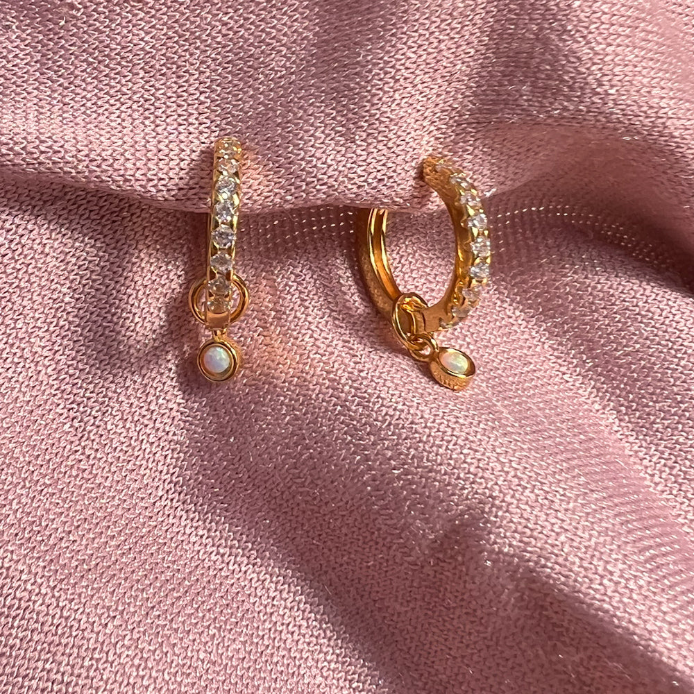 Opal dainty cz hoops