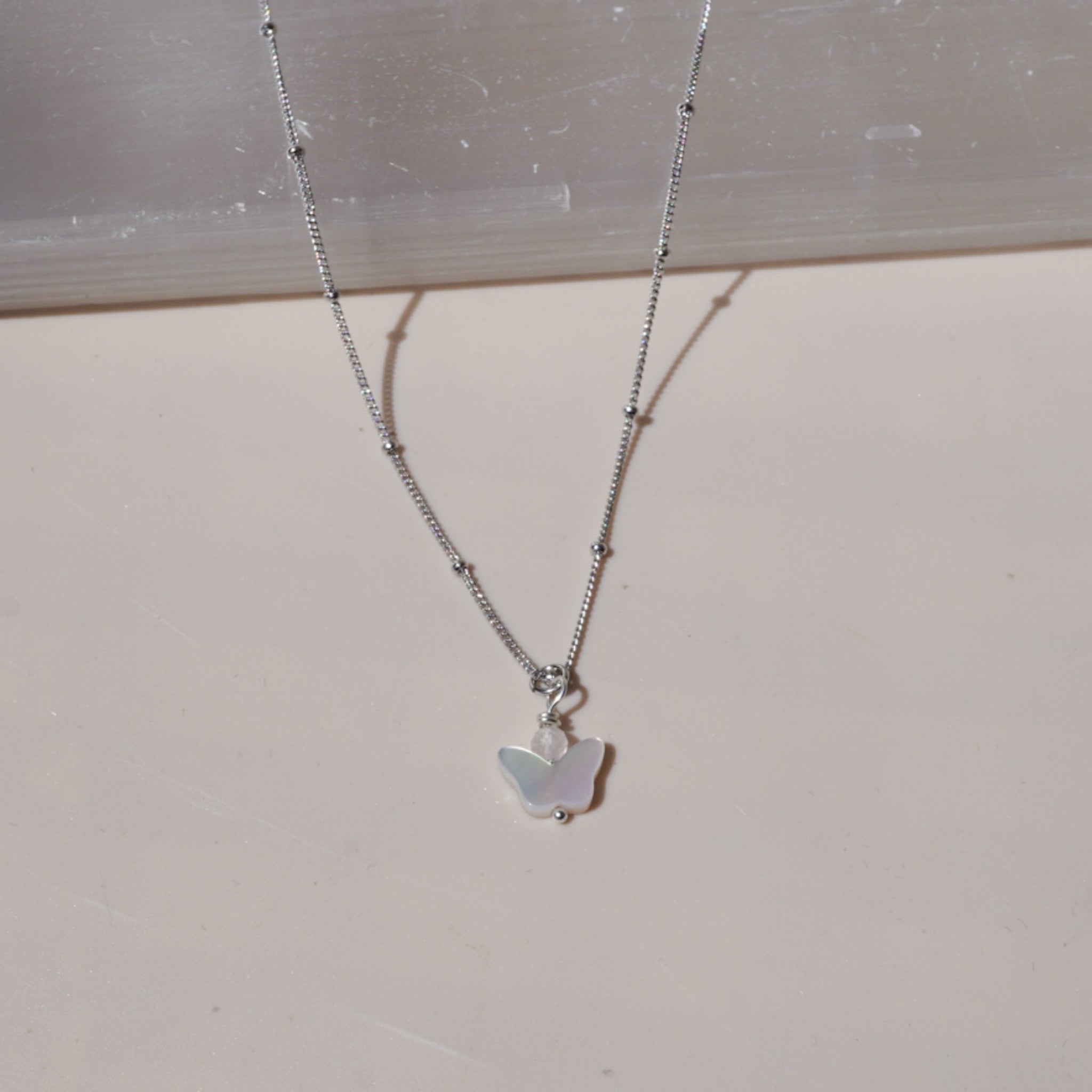 Butterfly mother of pearl necklace