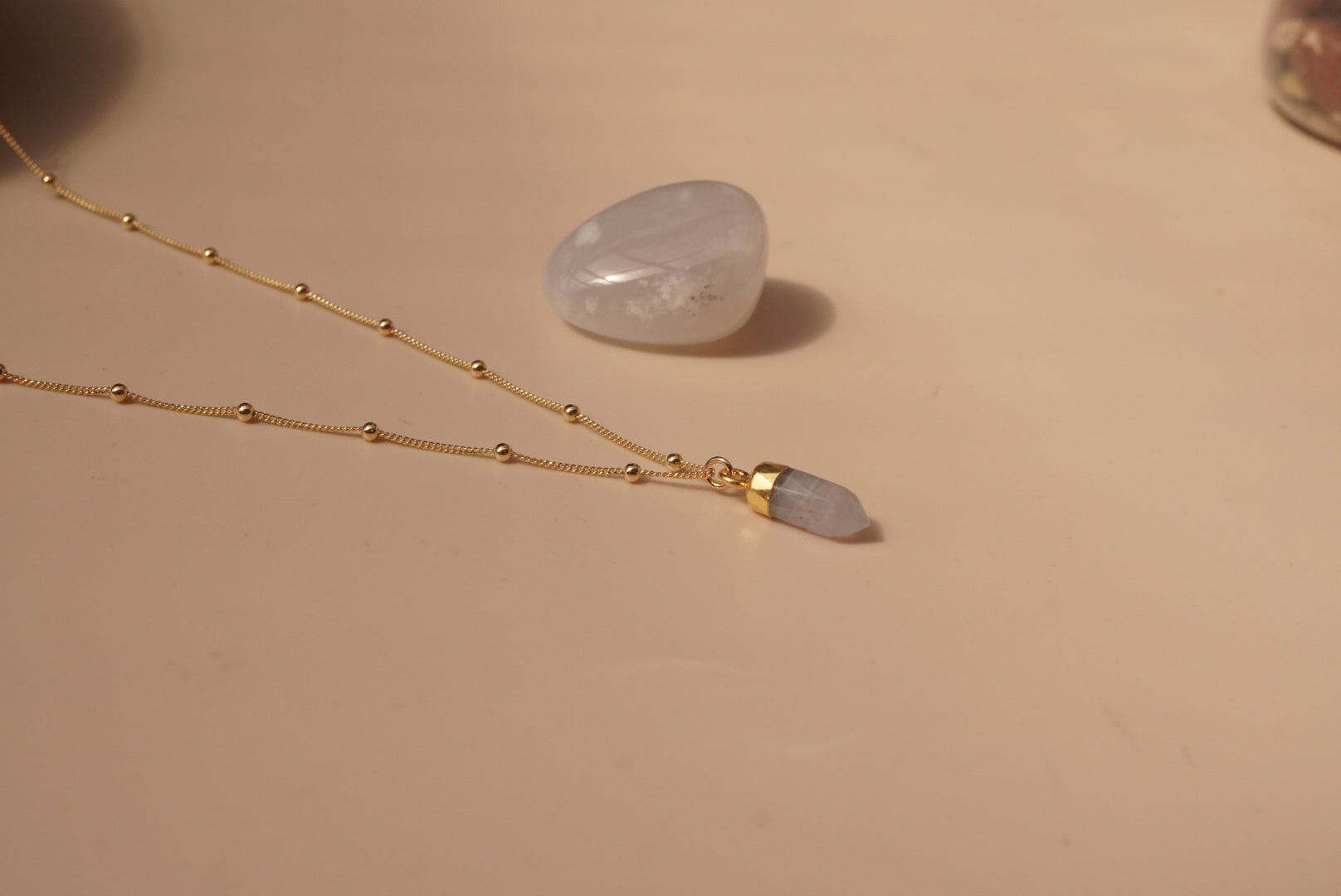 Blue lace agate gold plated necklace 