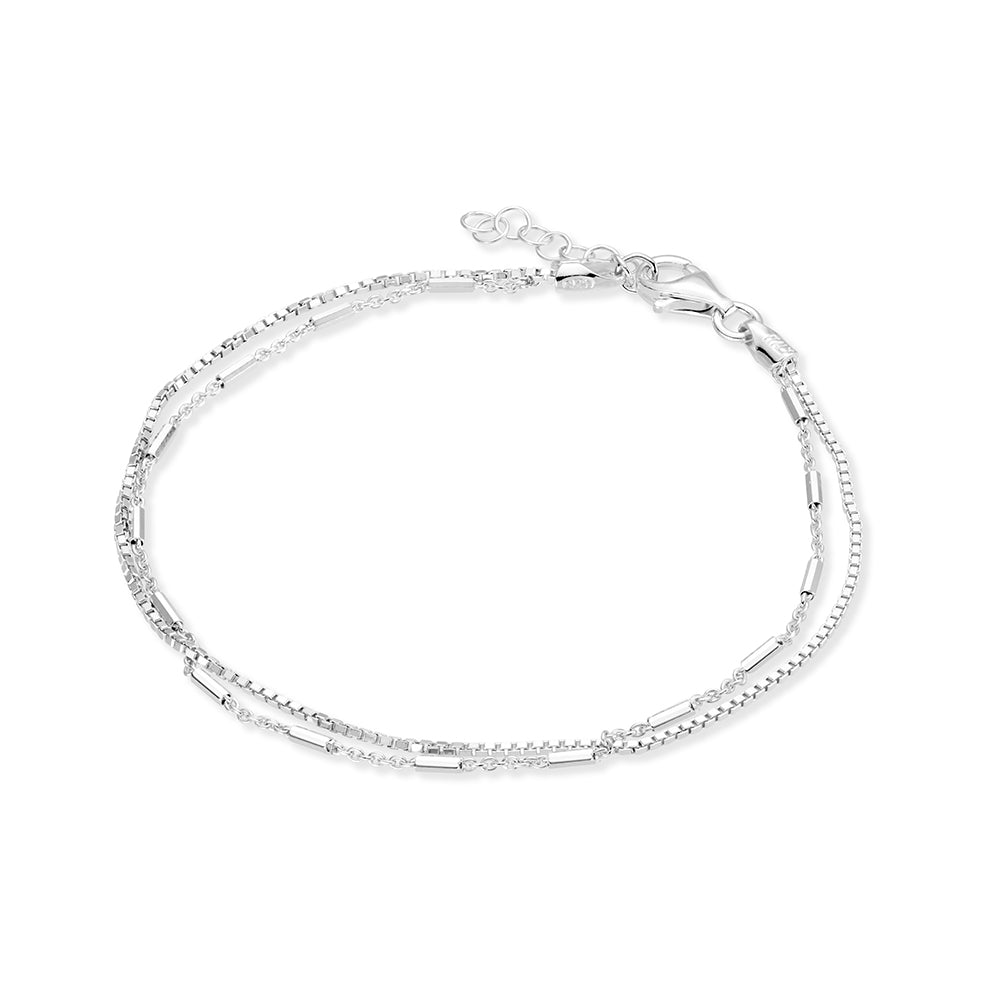 Double chain bracelet silver