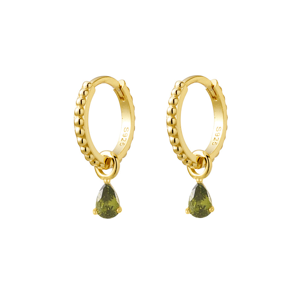 Olive cz charm hoops in gold plated 